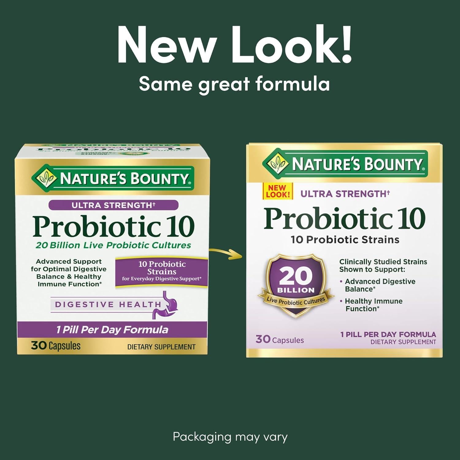 Suplemento Probiotico 10 Nature's Bounty 30 Cápsulas Salud Digestiva