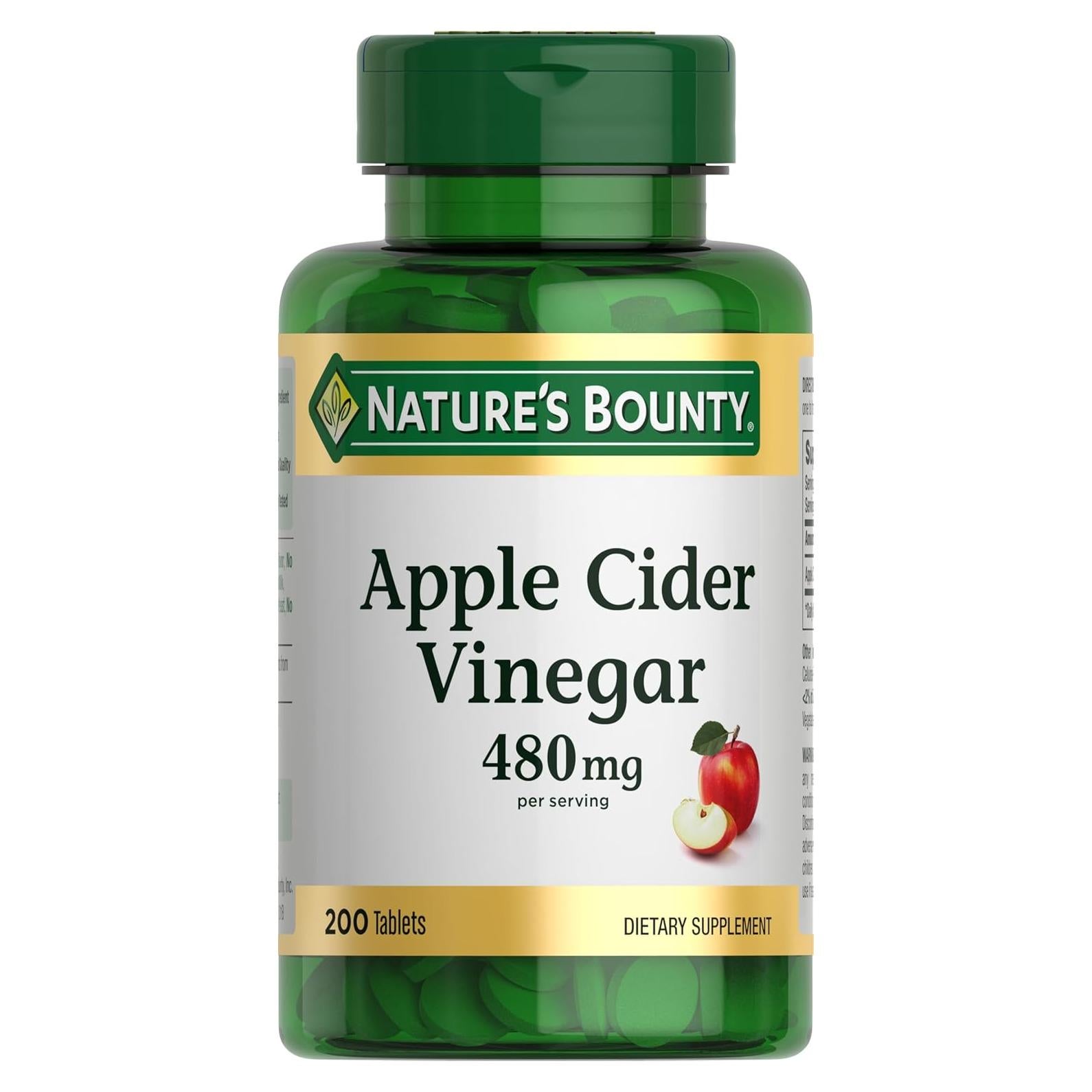 Vinagre de Sidra de Manzana Nature's Bounty 480mg 200 Tabletas