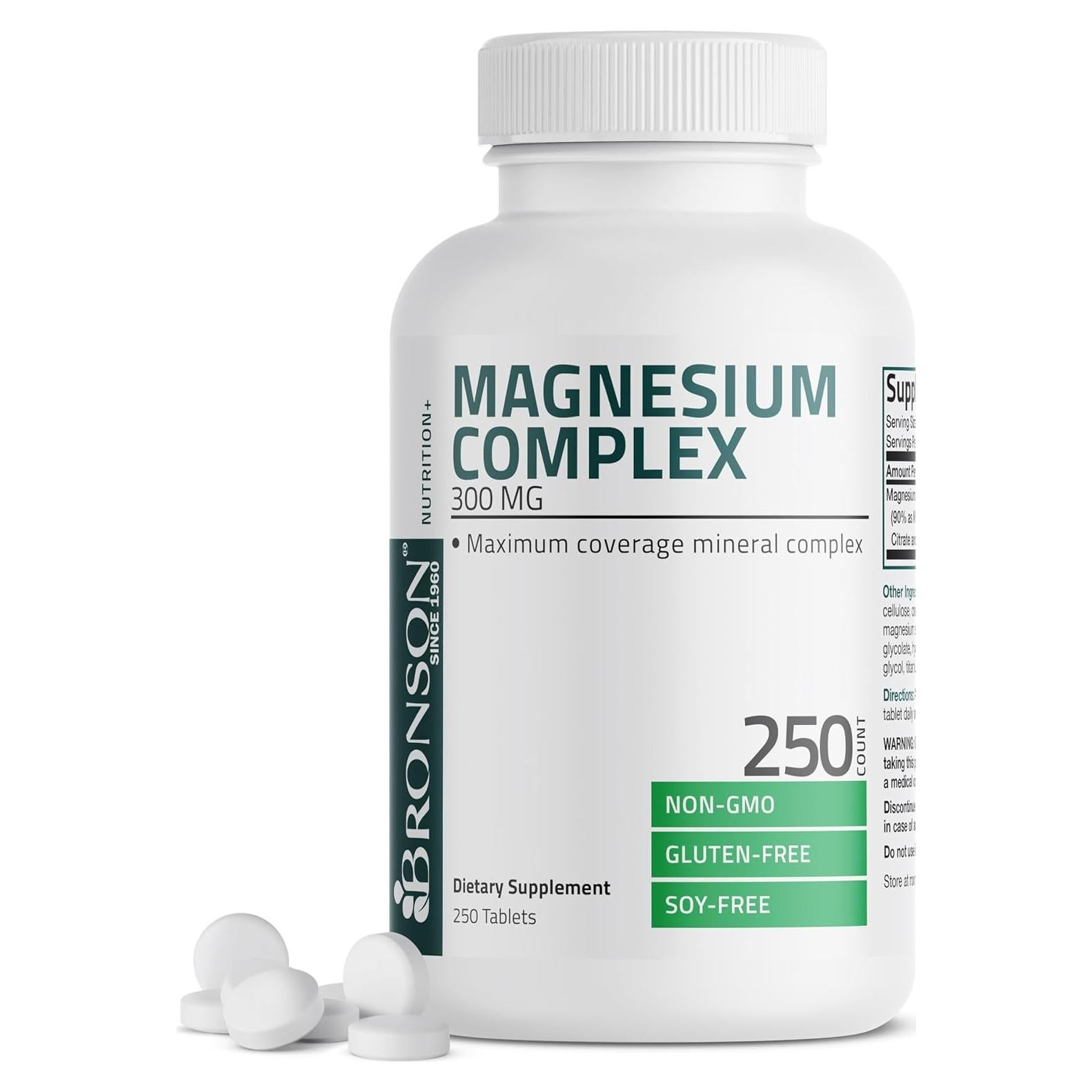 Complejo de Magnesio Bronson 300mg - 250 Tabletas No OGM