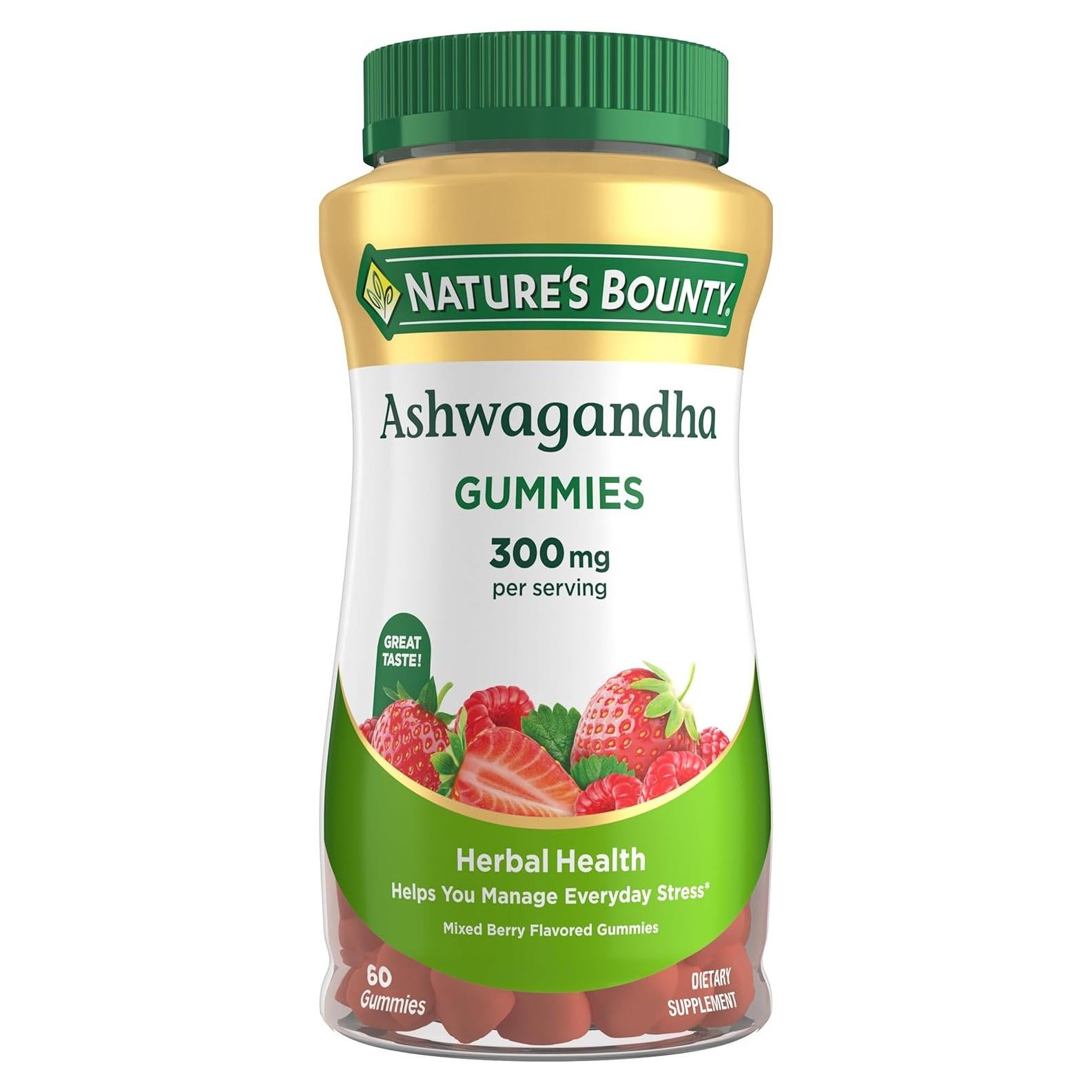 Gomitas de Ashwagandha Nature's Bounty 300mg 60 Unidades Sabor Bayas