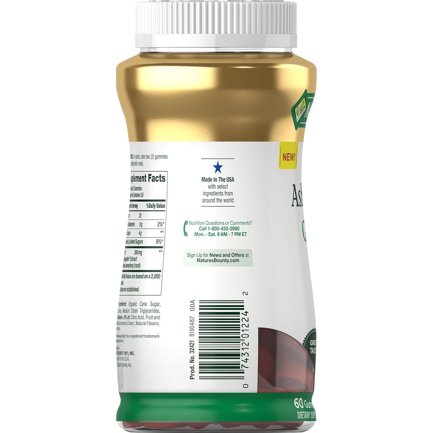 Gomitas de Ashwagandha Nature's Bounty 300mg 60 Unidades Sabor Bayas