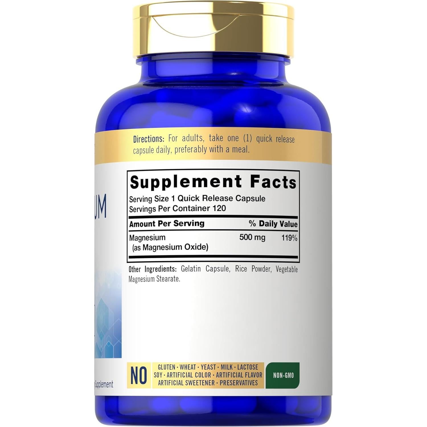 Cápsulas de Óxido de Magnesio 500mg Carlyle - 120 Unidades