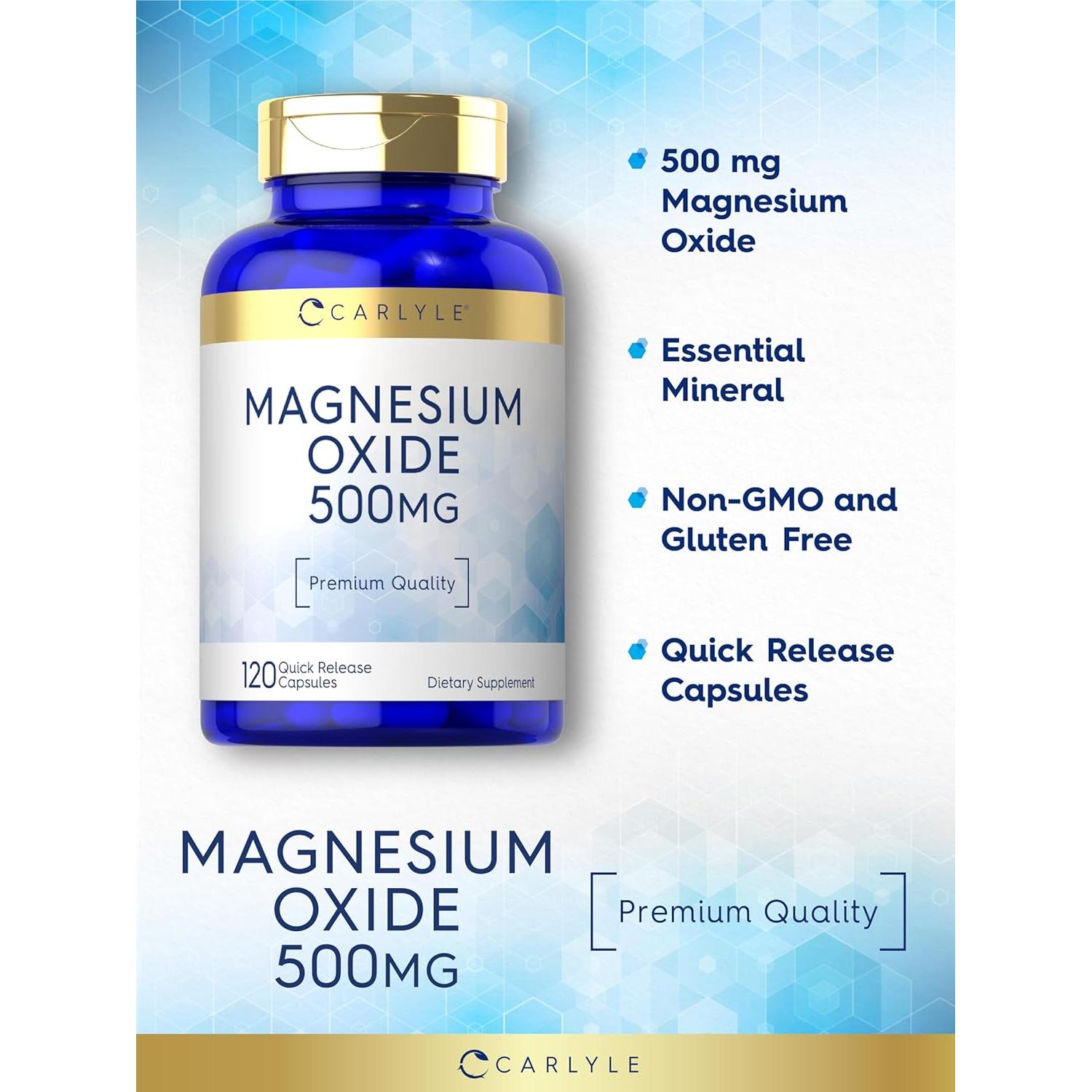 Cápsulas de Óxido de Magnesio 500mg Carlyle - 120 Unidades