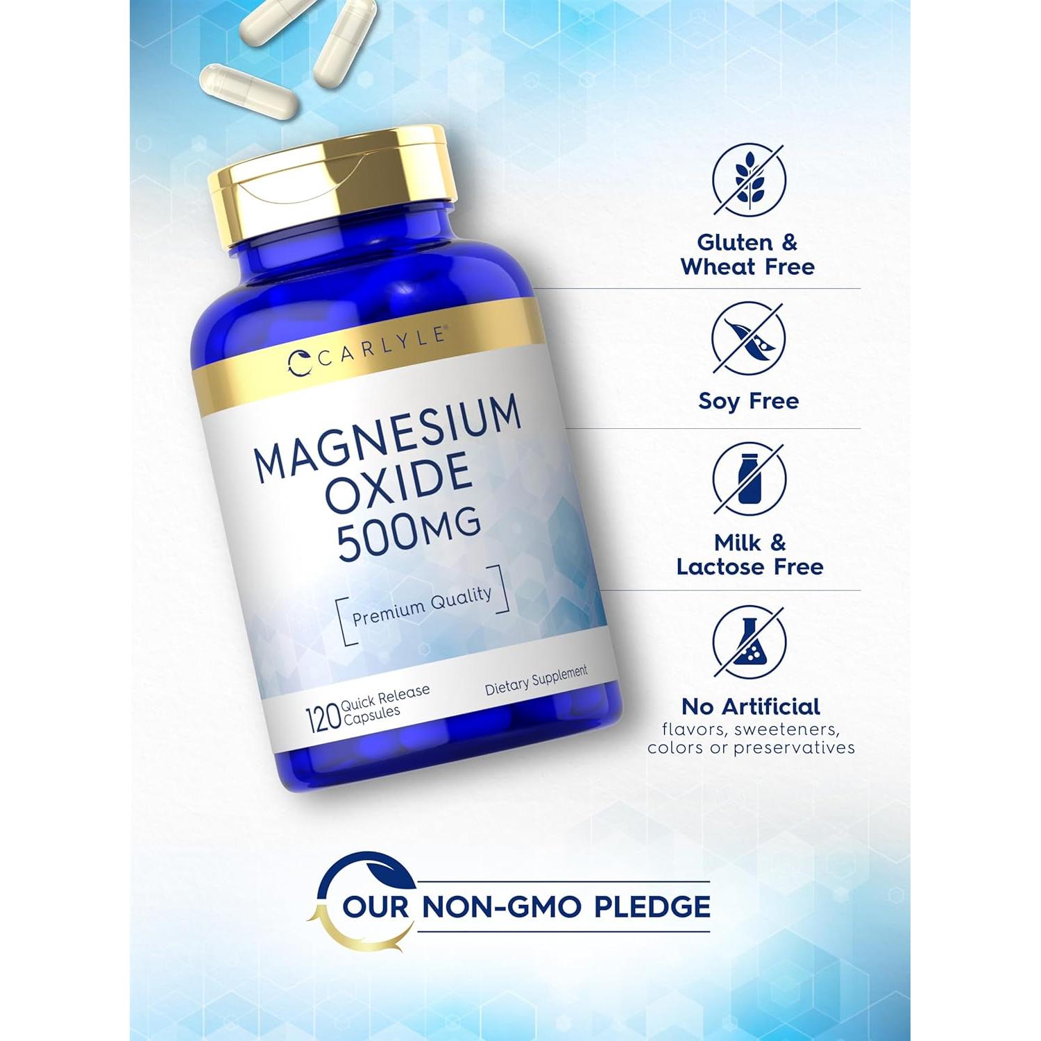 Cápsulas de Óxido de Magnesio 500mg Carlyle - 120 Unidades