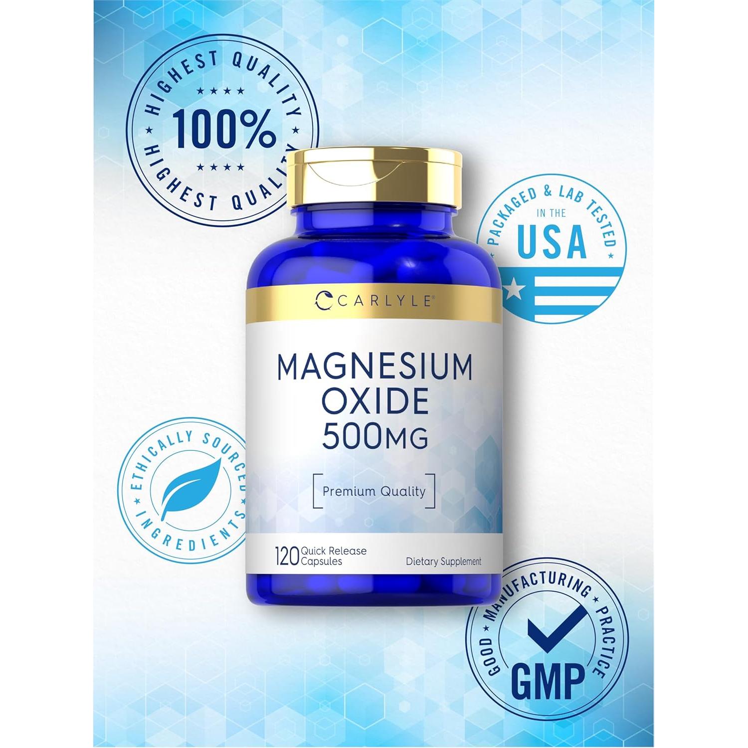 Cápsulas de Óxido de Magnesio 500mg Carlyle - 120 Unidades