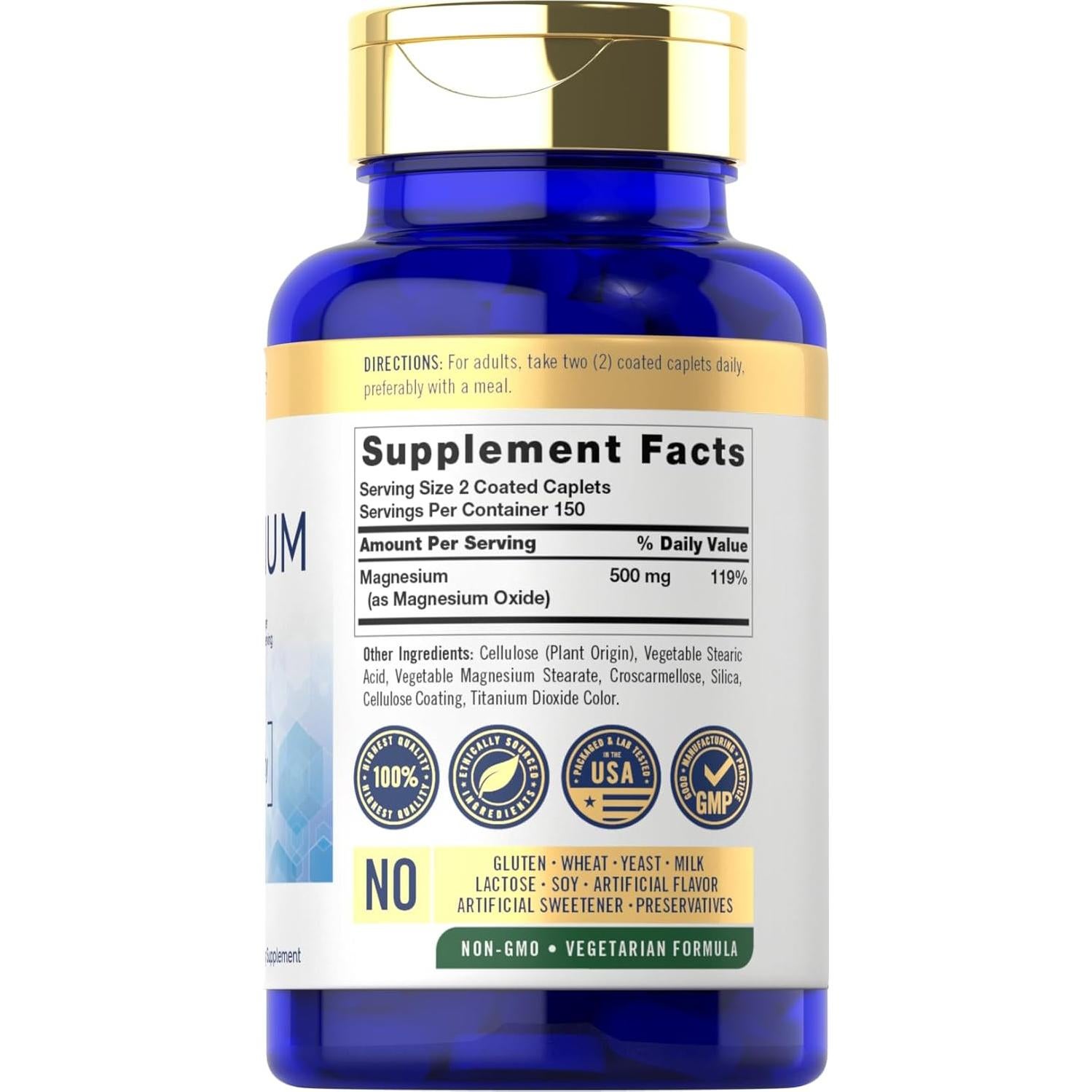 Carlyle Magnesio 500mg - 300 Tabletas Recubiertas Vegetariano