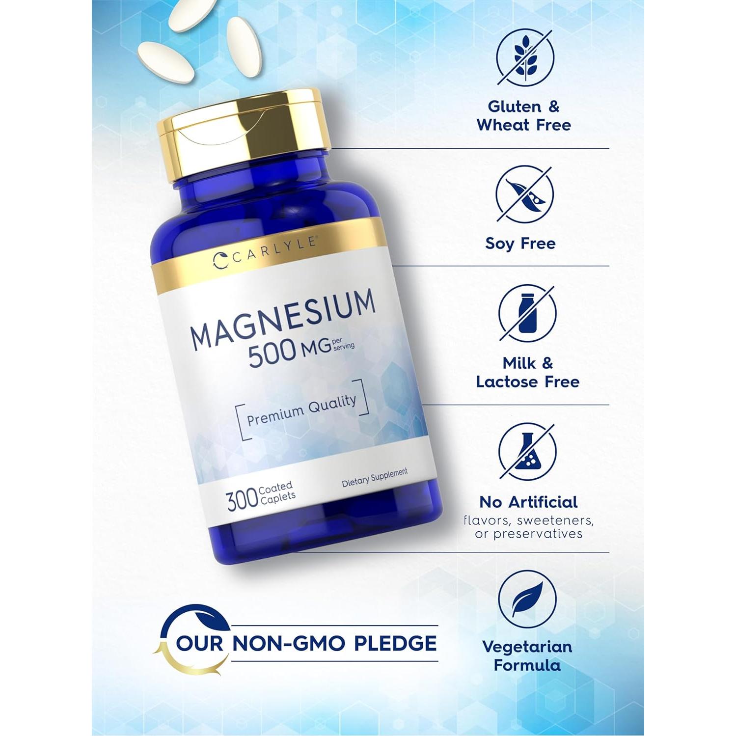 Carlyle Magnesio 500mg - 300 Tabletas Recubiertas Vegetariano