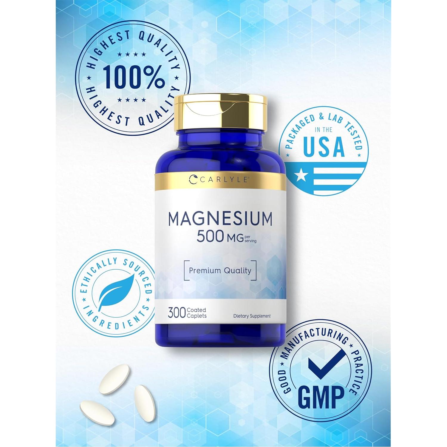 Carlyle Magnesio 500mg - 300 Tabletas Recubiertas Vegetariano