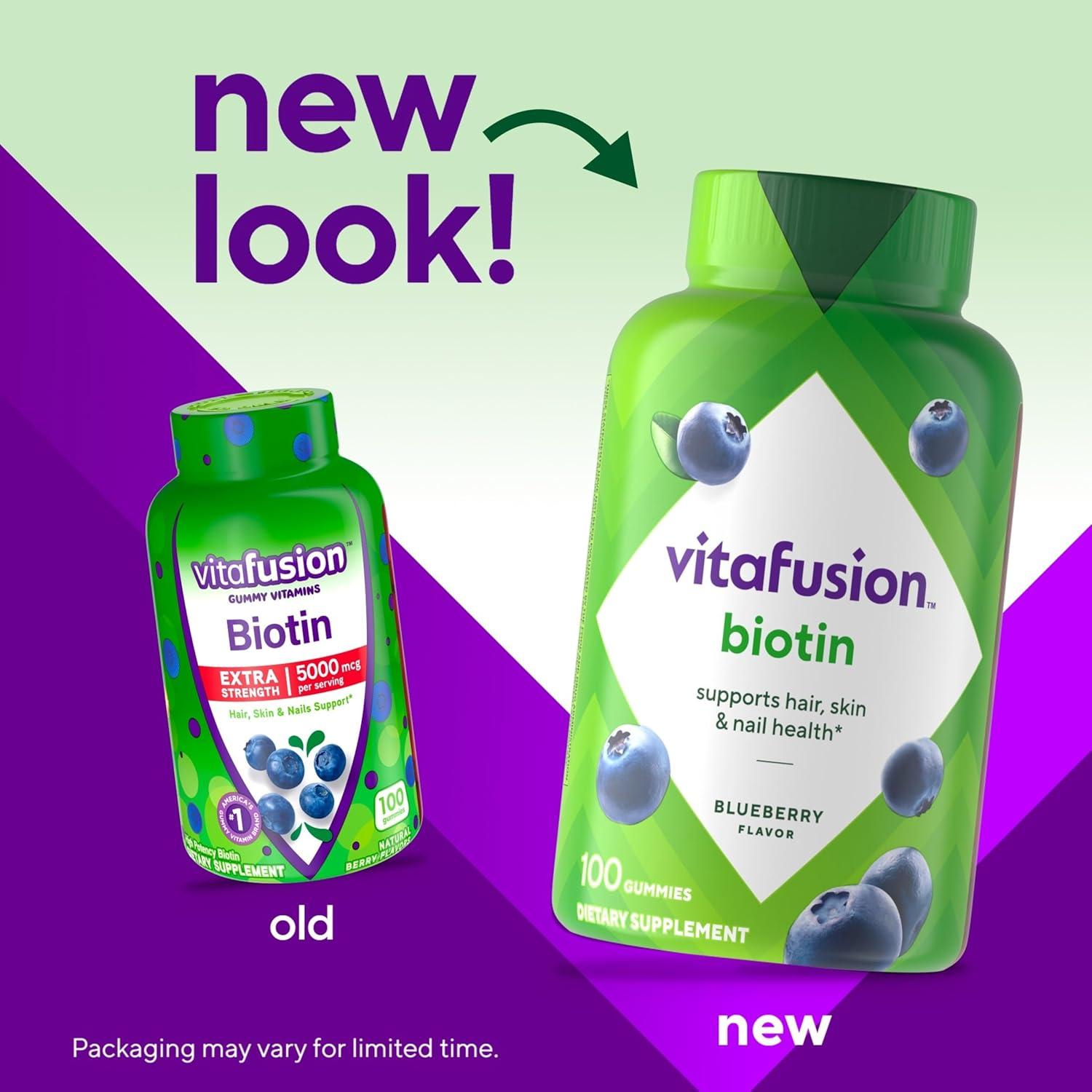 Vitafusion Gomitas de Biotina Extra 5000 mcg Sabor Baya 100 Unidades