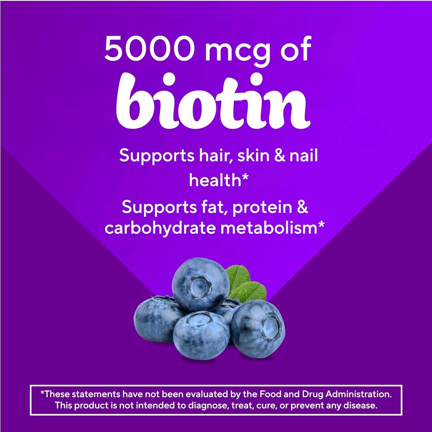 Vitafusion Gomitas de Biotina Extra 5000 mcg Sabor Baya 100 Unidades