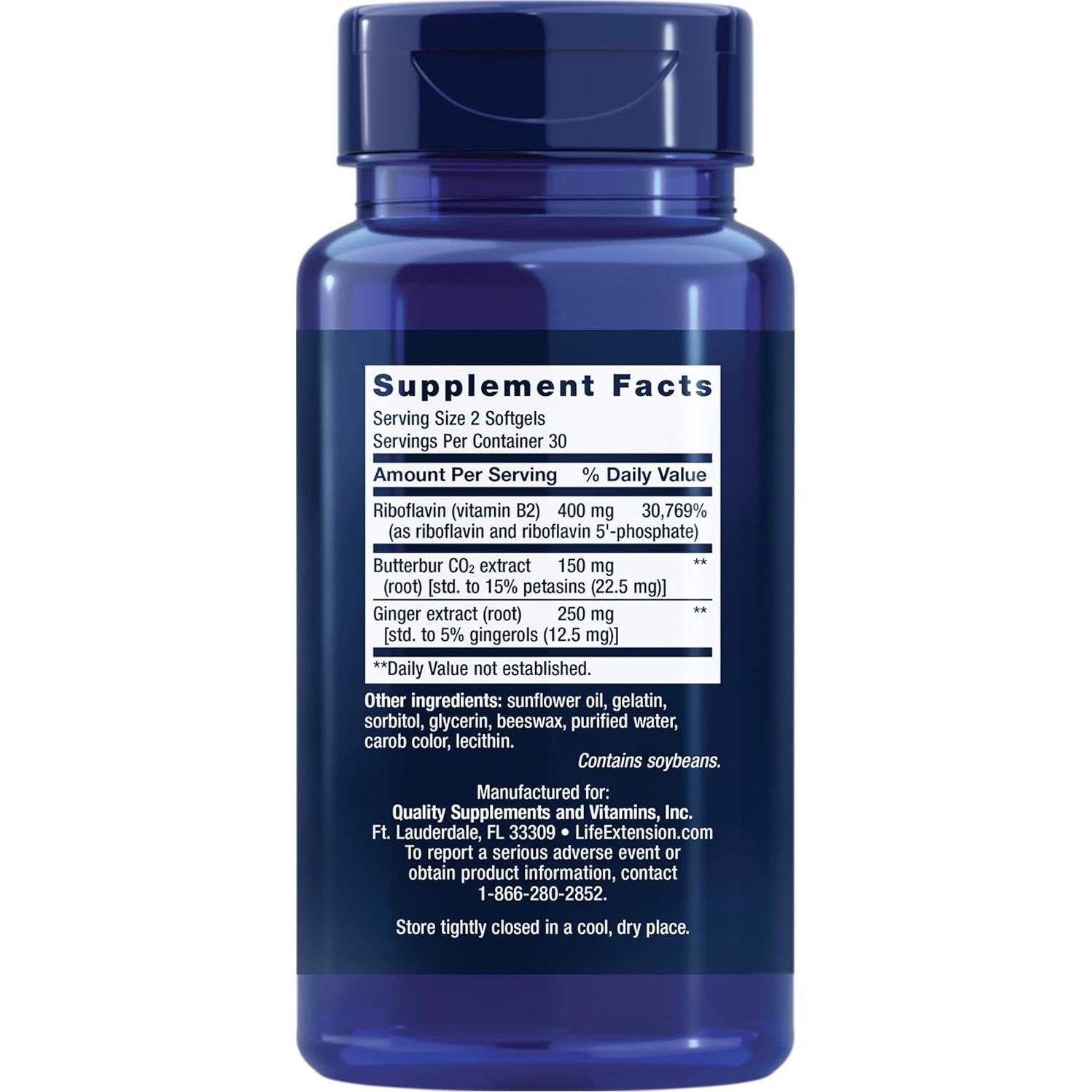 Suplemento Migra-Eeze Life Extension - Butterbur 60 cápsulas