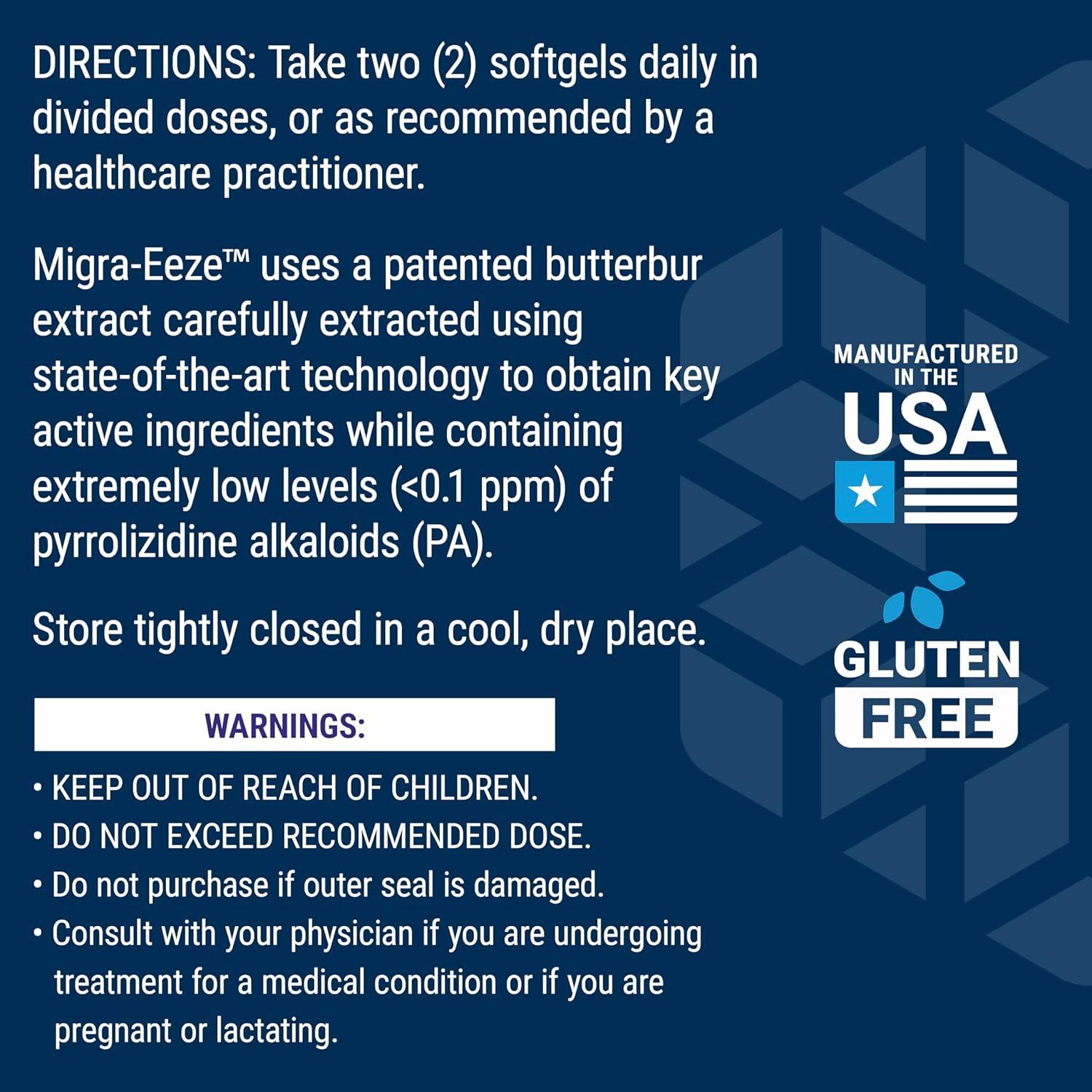 Suplemento Migra-Eeze Life Extension - Butterbur 60 cápsulas