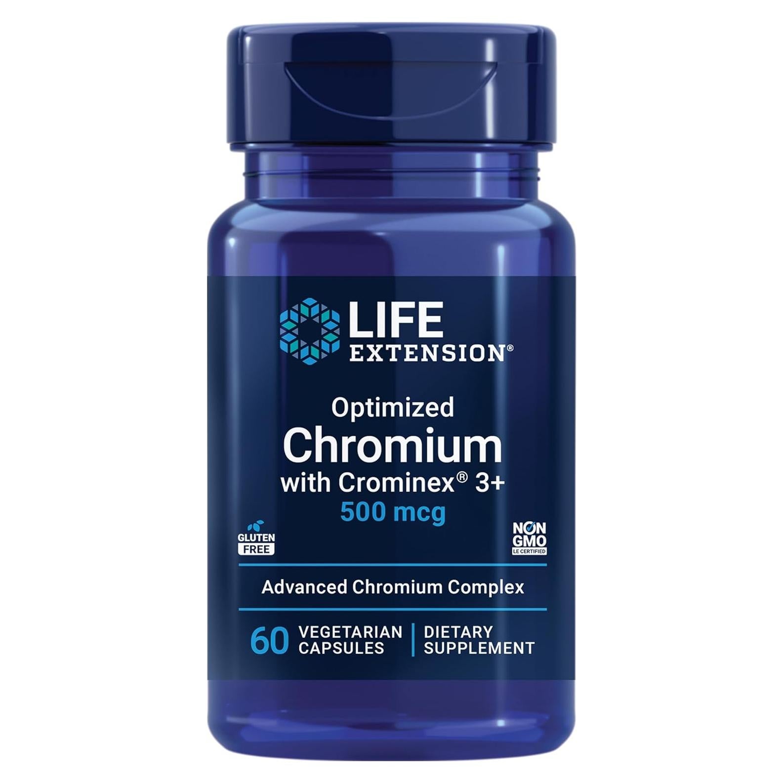 Suplemento de Cromo Life Extension 500 mcg 60 Cápsulas Vegetarianas
