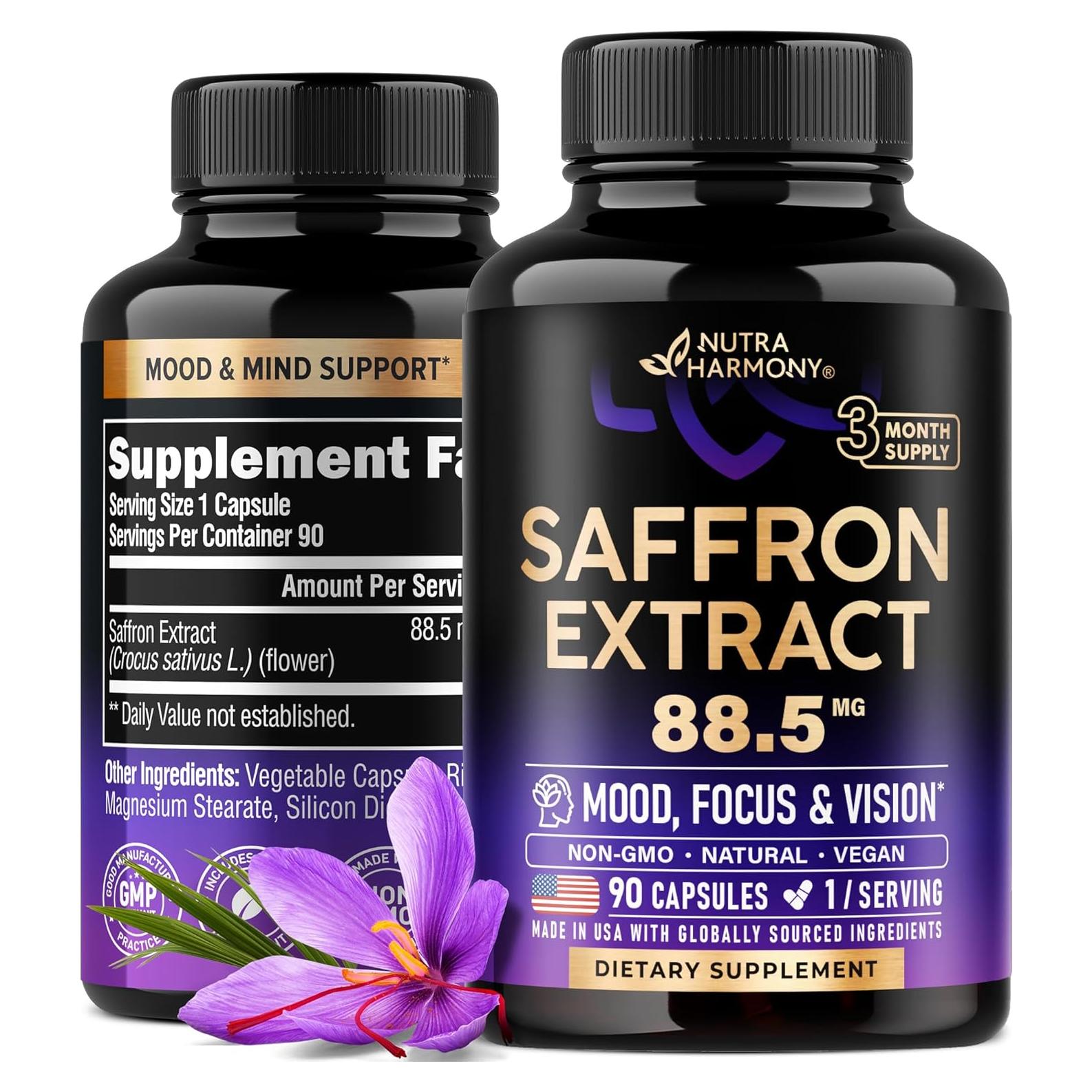 Suplemento de Azafrán Nutra Harmony 90 Cápsulas Veganas 88.5 mg