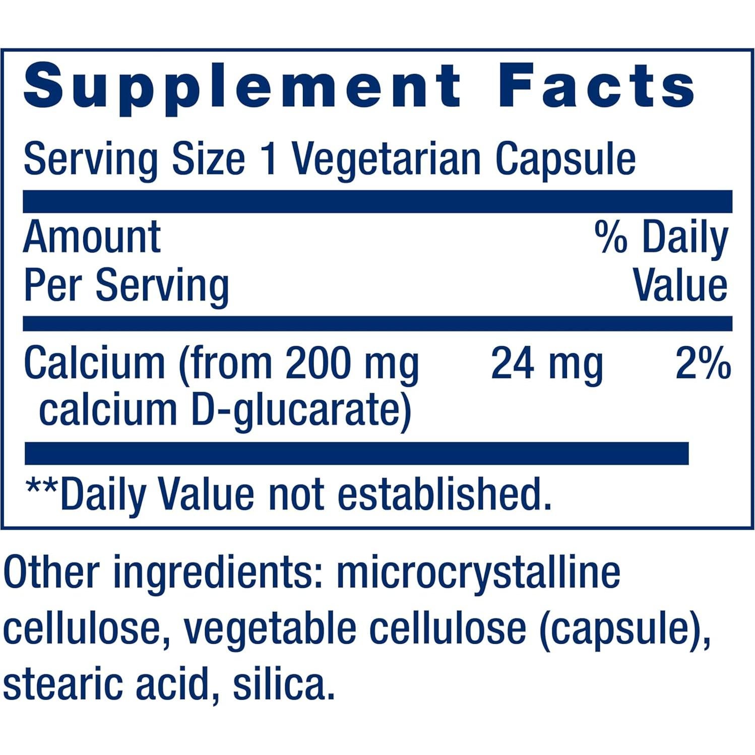 Calcio D-Glucarato Life Extension 200 mg - 60 Cápsulas Vegetales