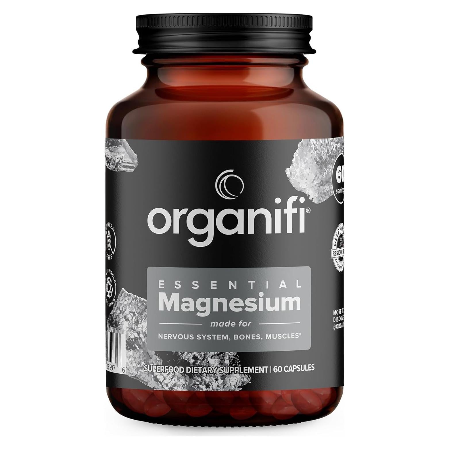 Suplemento de Magnesio Glicinato Organifi 150mg 60 Cápsulas Veganas
