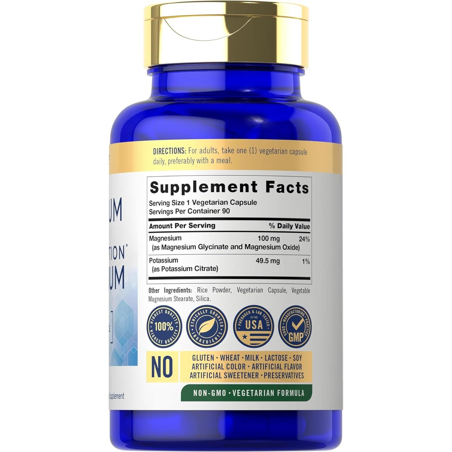 Suplemento de Potasio y Magnesio Carlyle | 90 Cápsulas Vegetarianas | Sin Gluten