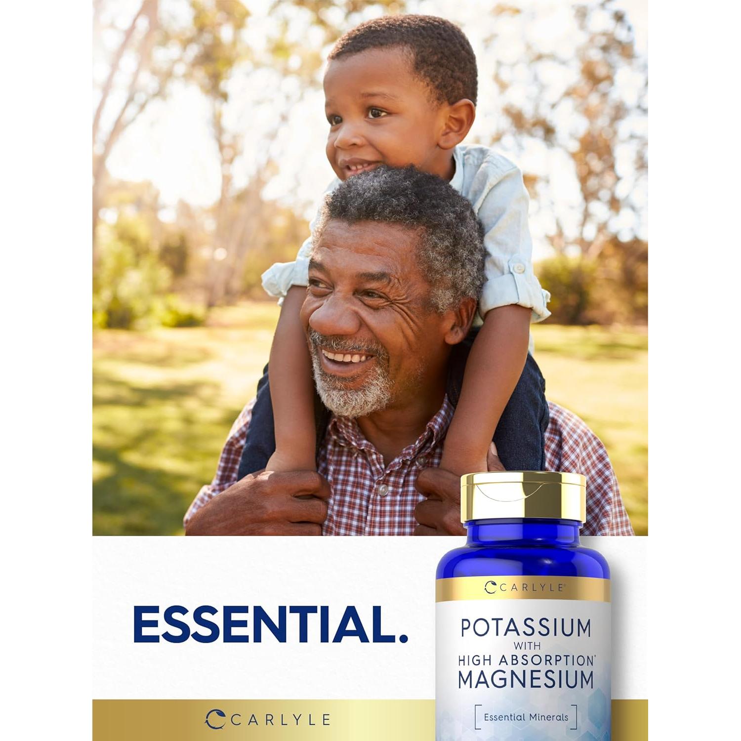 Suplemento de Potasio y Magnesio Carlyle | 90 Cápsulas Vegetarianas | Sin Gluten