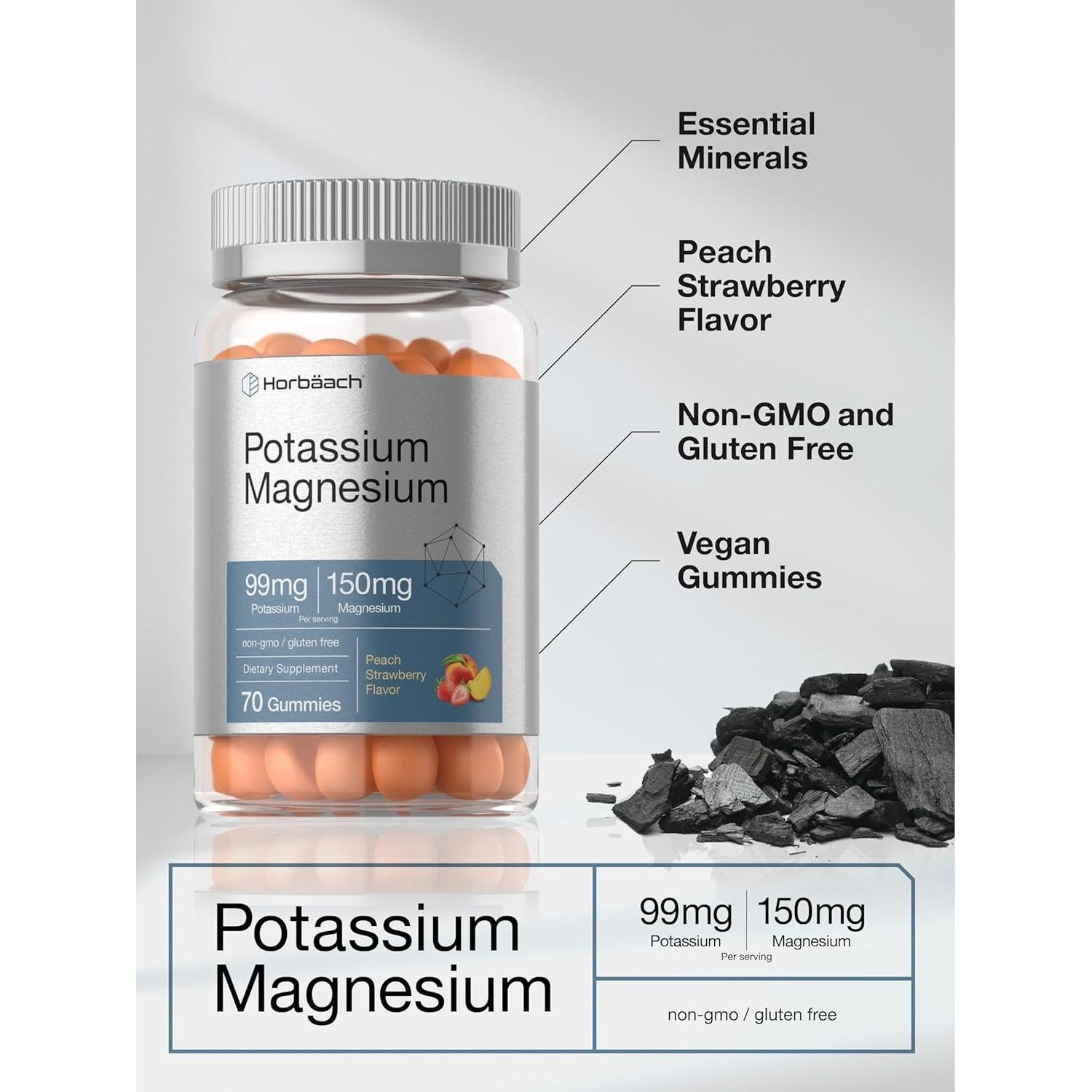 Suplemento de Potasio y Magnesio Horbaach Gominolas 70 Unidades