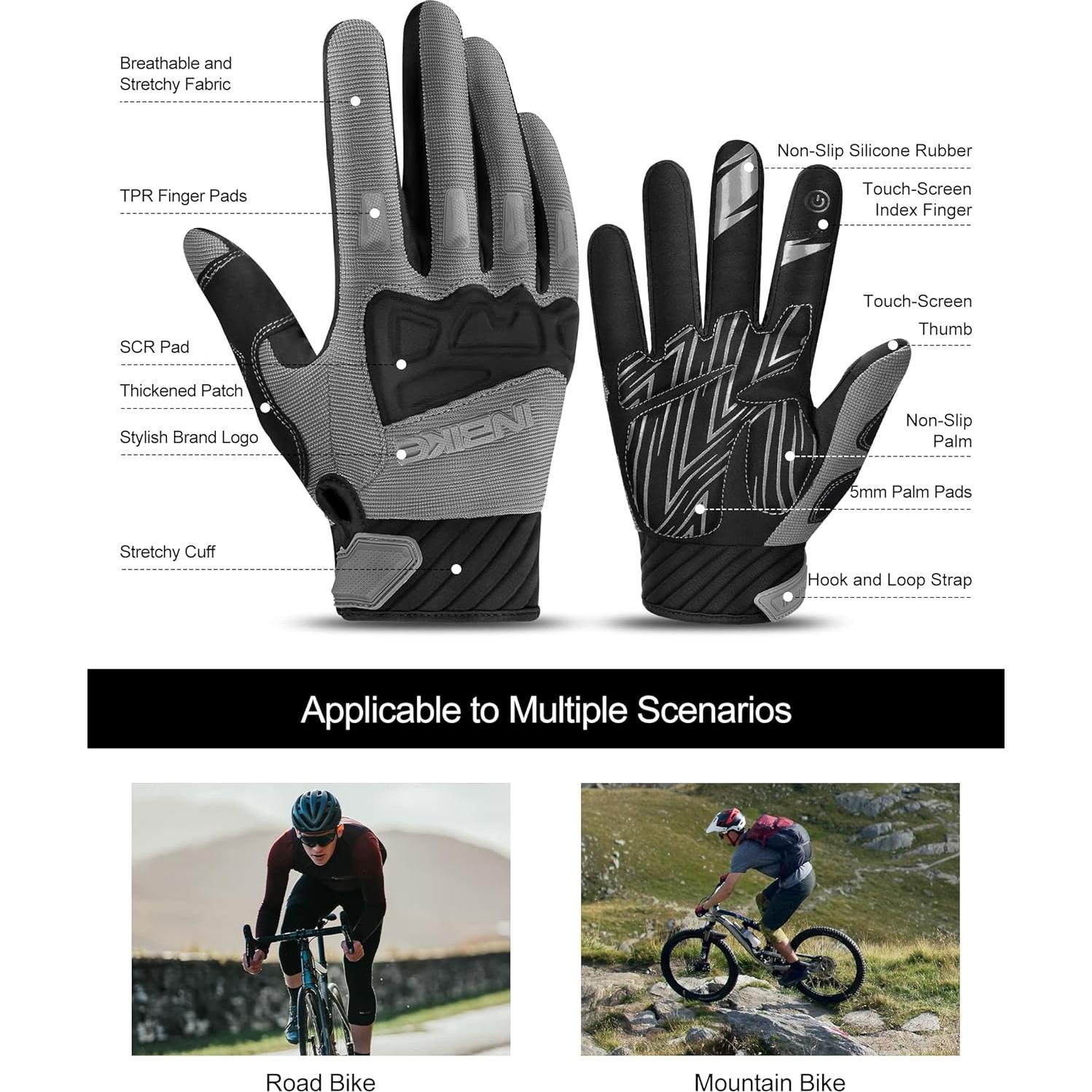 Guantes de Ciclismo INBIKE XX-Large Gris con Protección