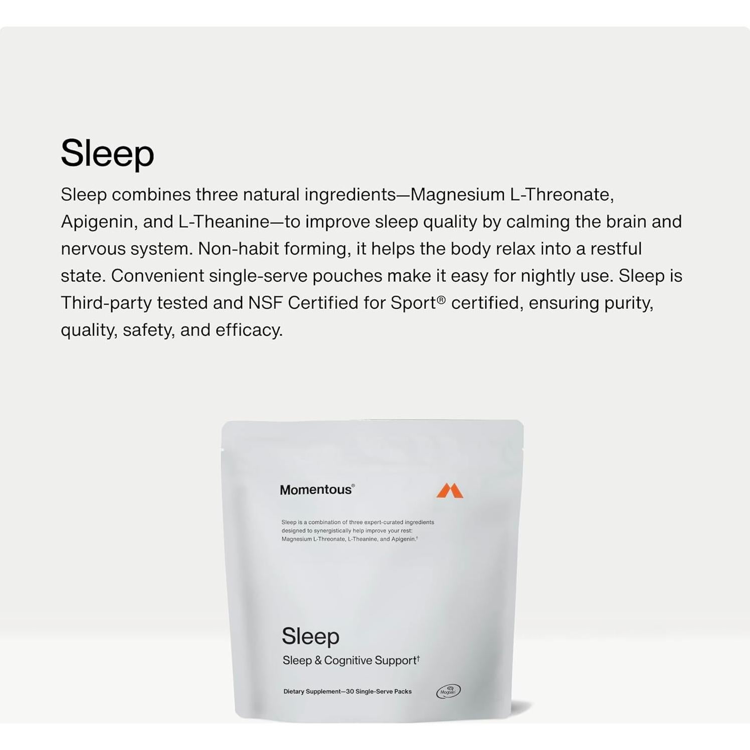 Suplemento de Sueño Momentous - Magnesio L-Treonato 30 Porciones