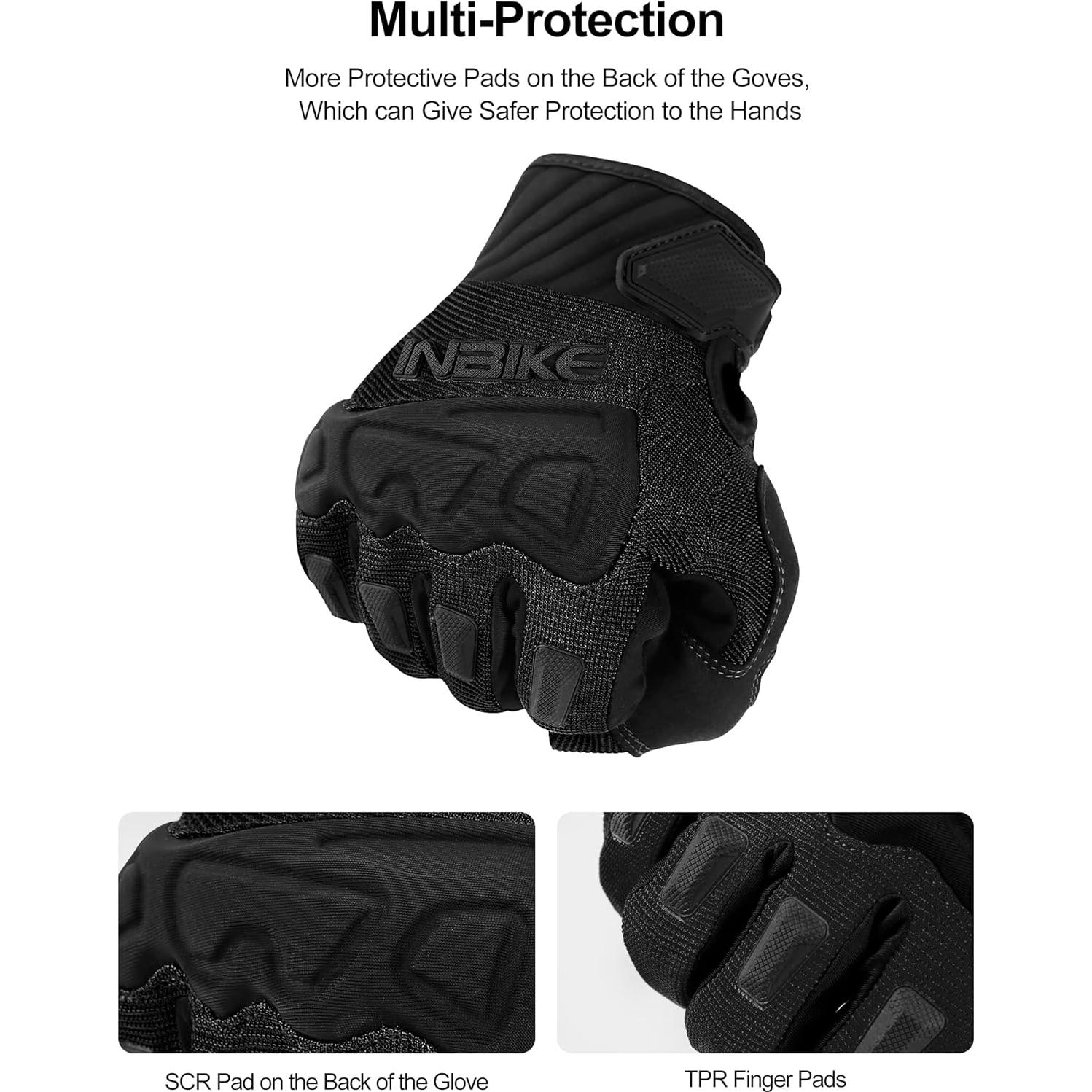 Guantes de Ciclismo INBIKE Negros con Protección y Acolchado