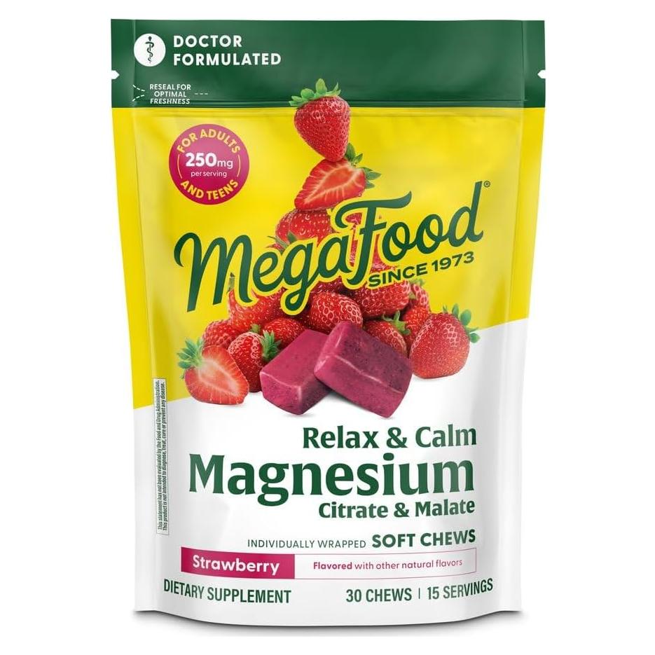 Suplemento Relajante Megafood Fresa con Magnesio 30 Unidades