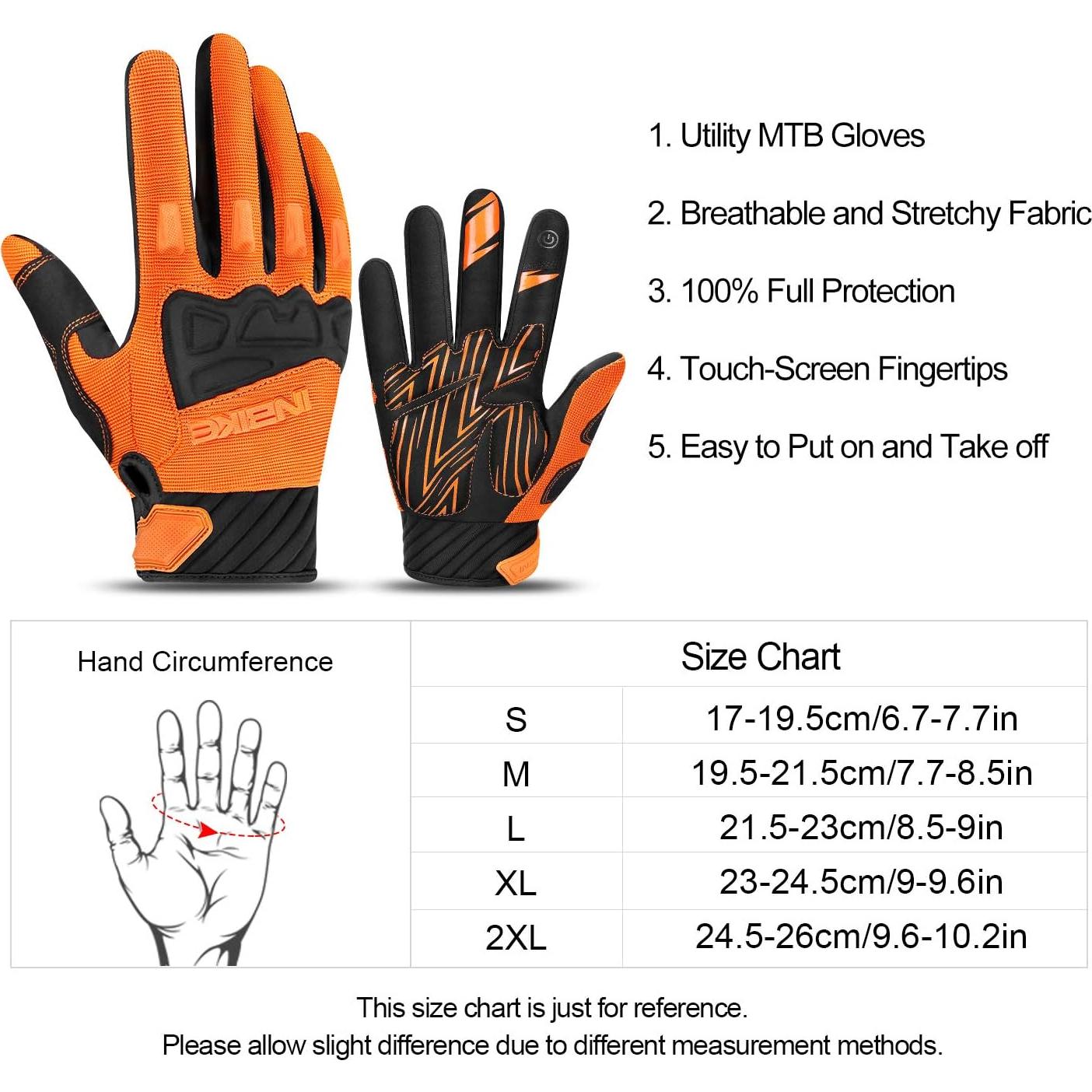 Guantes de Ciclismo INBIKE Naranja XX-Large Transpirables