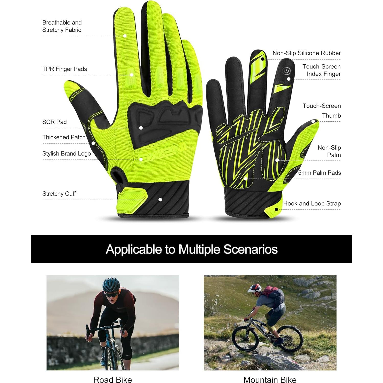 Guantes de Ciclismo INBIKE para Hombre Verde Transpirables