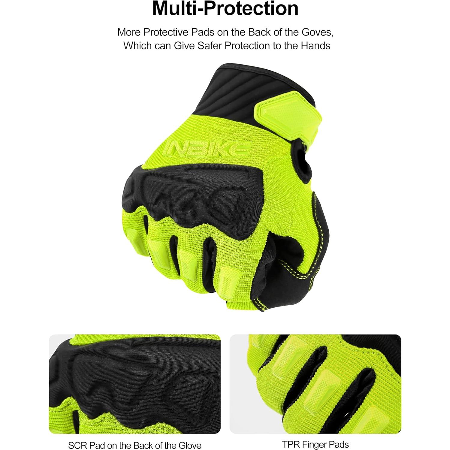 Guantes de Ciclismo INBIKE para Hombre Verde Transpirables