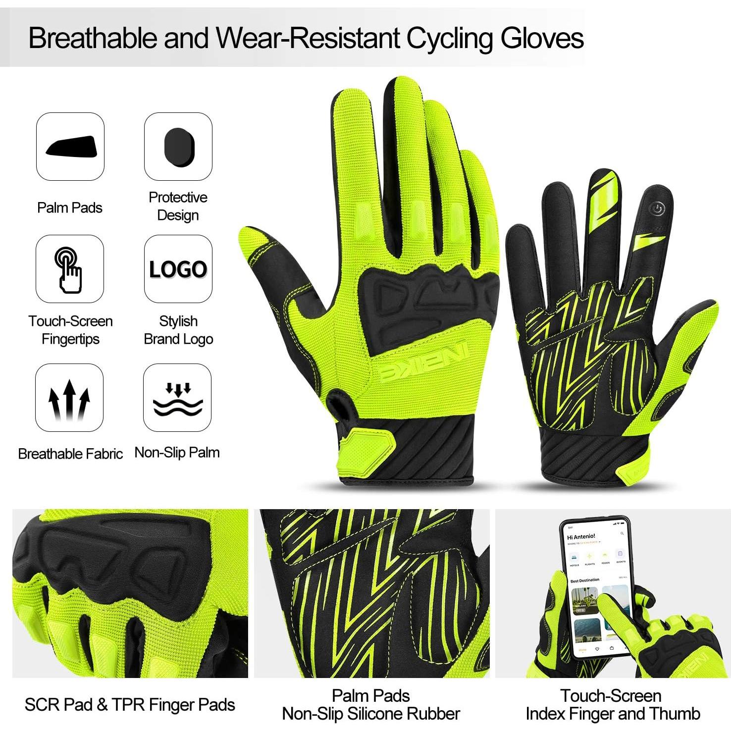Guantes de Ciclismo INBIKE para Hombre Verde Transpirables
