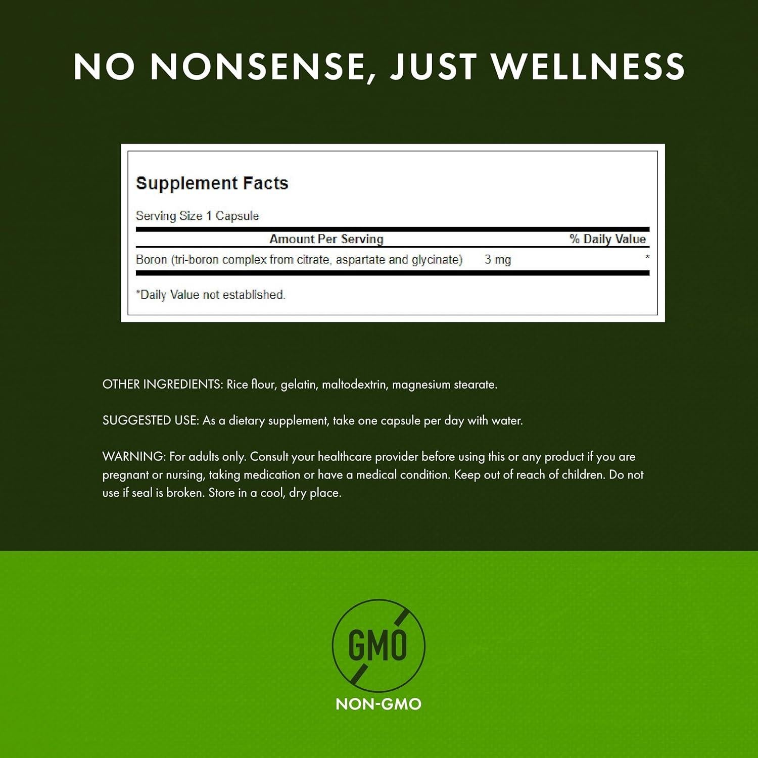 Complejo de Boro Triple Swanson - 250 Cápsulas - Salud Ósea