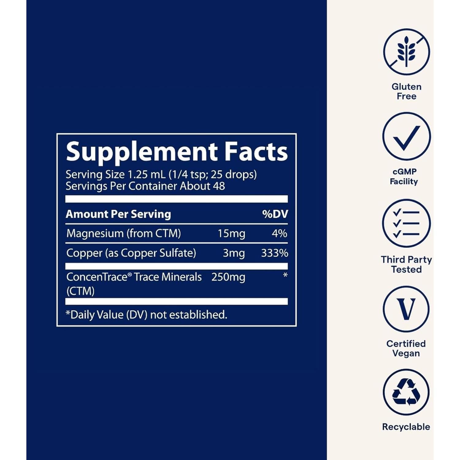 Suplemento Líquido de Cobre Iónico Trace Minerals 60 ml