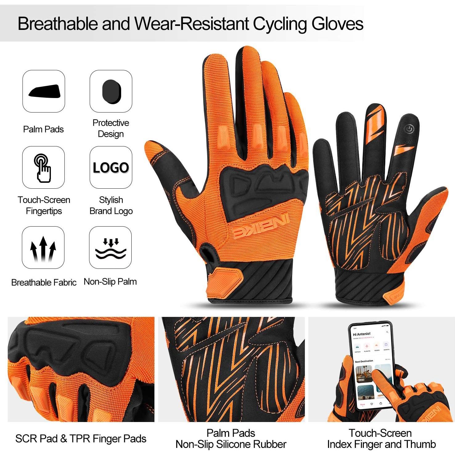 Guantes de Ciclismo INBIKE Naranja Medianos Transpirables