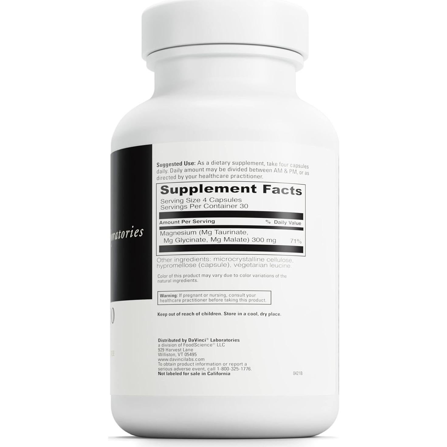 Suplemento de Magnesio Quelado DaVinci Tri-Mag 300 - 120 Cápsulas