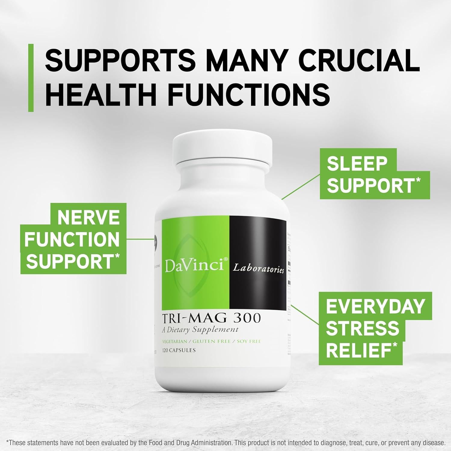 Suplemento de Magnesio Quelado DaVinci Tri-Mag 300 - 120 Cápsulas