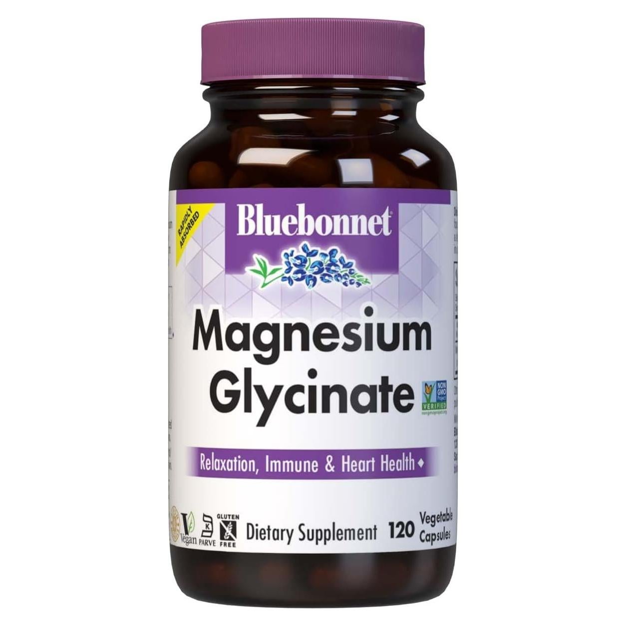 Glicinato de Magnesio Bluebonnet 400mg 120 Cápsulas Vegetales