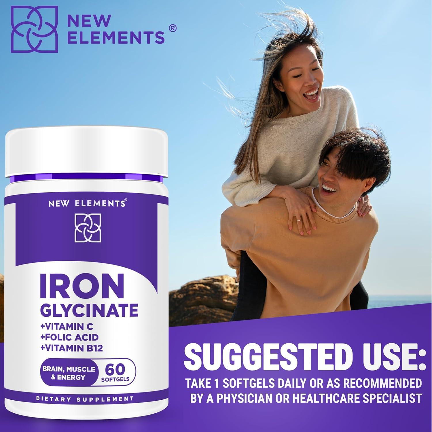 Glicinato de Hierro 50mg + Vitamina C y B12 - Suplemento Avanzado