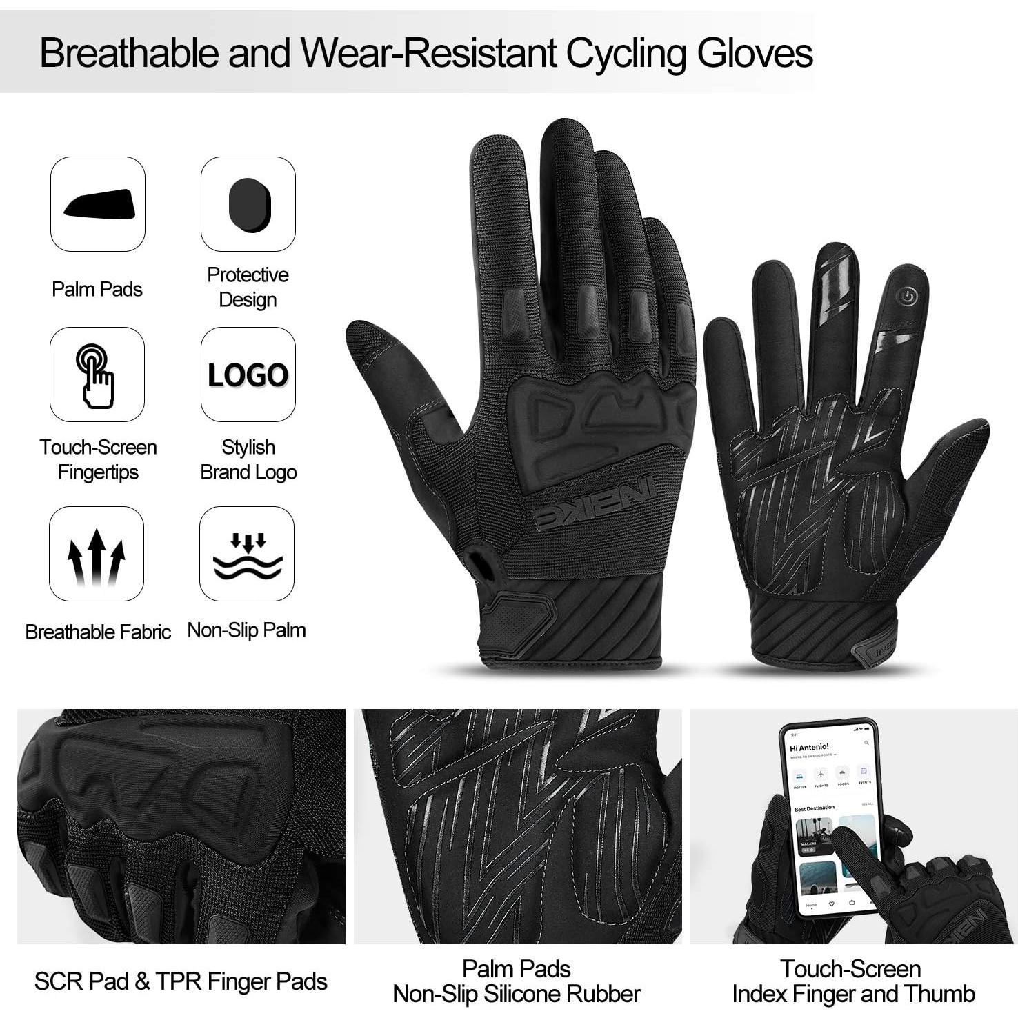 Guantes de Ciclismo INBIKE Medianos Negros Transpirables