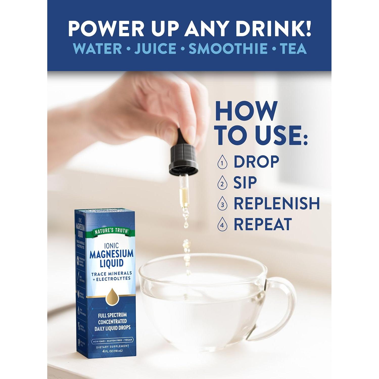 Gotas Líquidas de Magnesio Iónico La Verdad de la Naturaleza 200mg