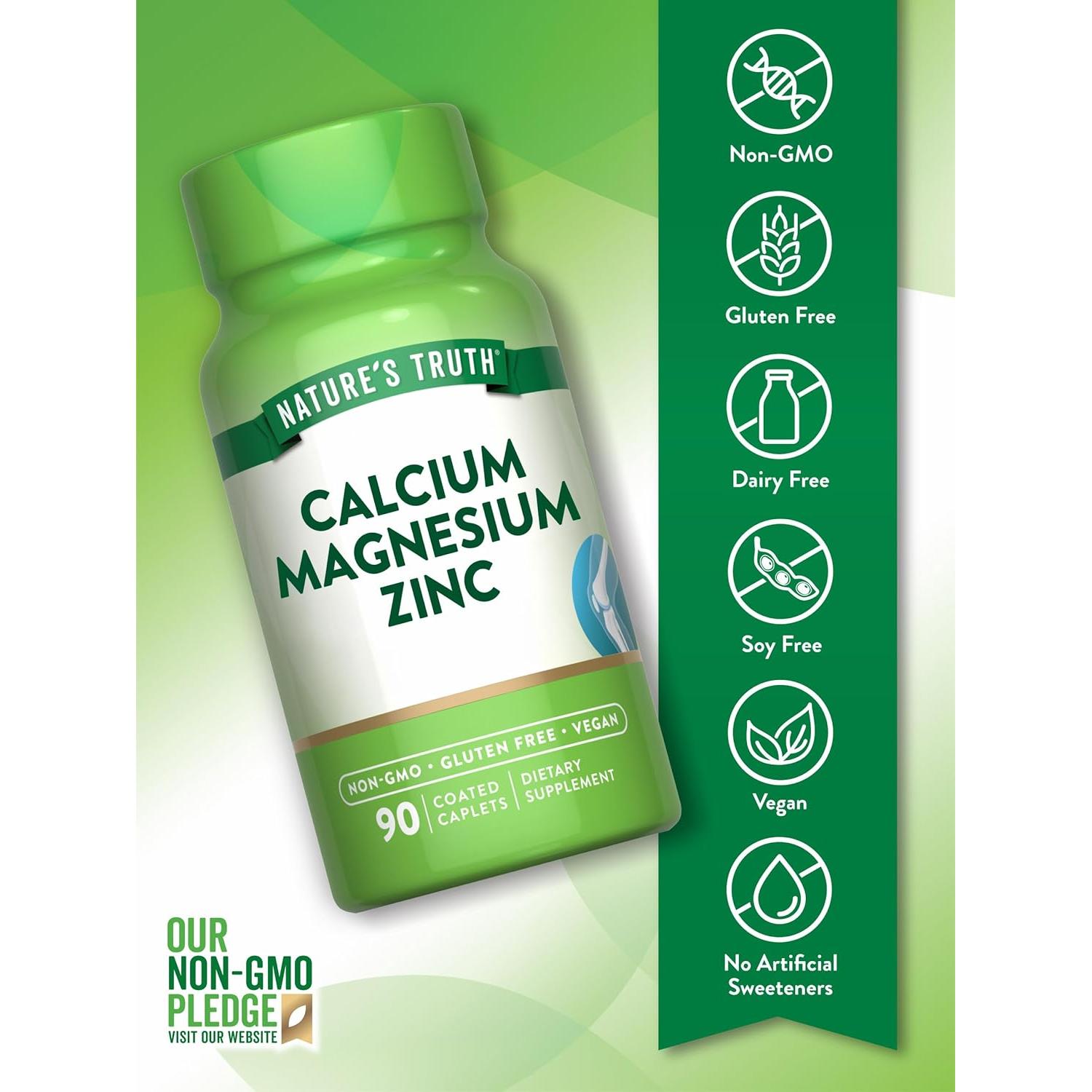 Calcio Magnesio Zinc La Verdad de la Naturaleza 90 Tabletas