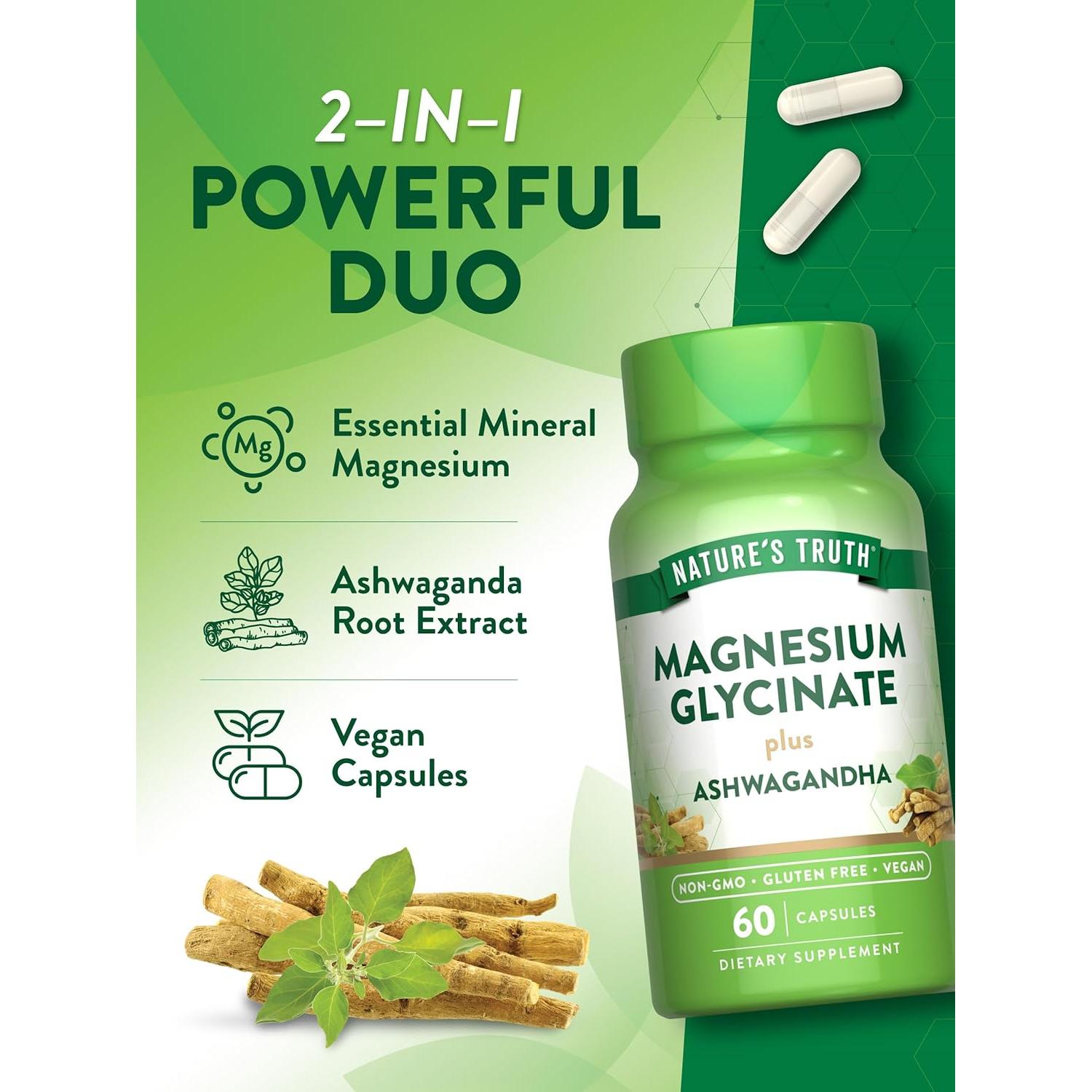 Magnesio Glicinato con Ashwagandha La Verdad de la Naturaleza 60 Cápsulas