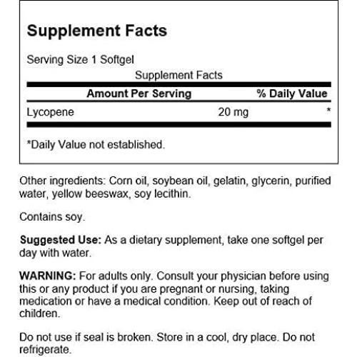 Suplemento Licopeno Swanson 20 mg - 60 Cápsulas Blandas