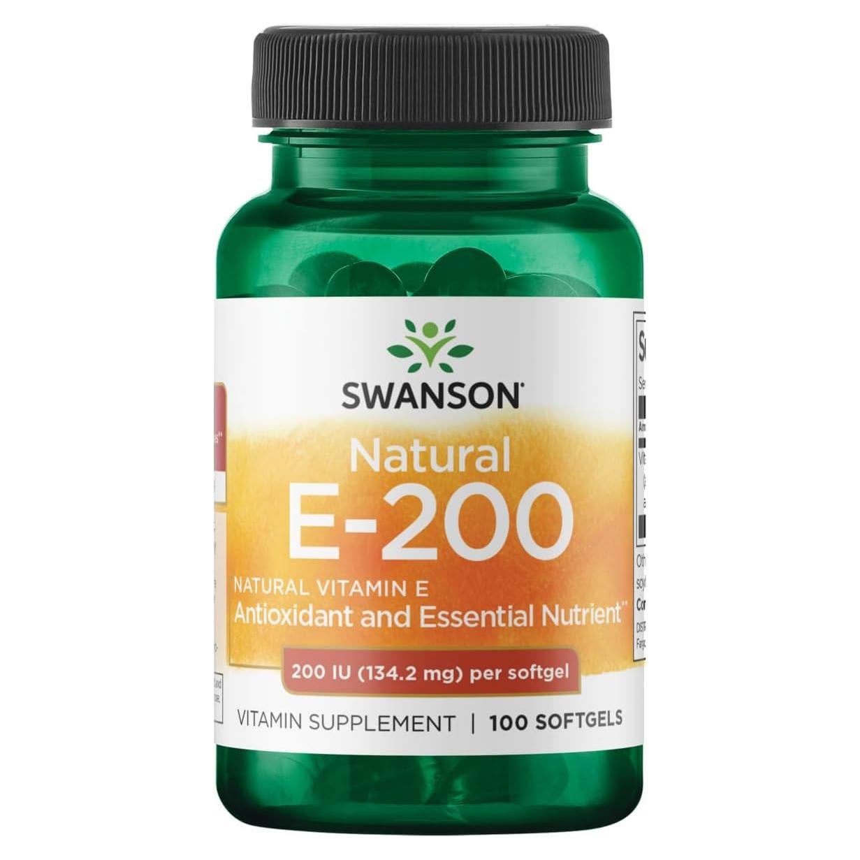 Vitamina E Natural Swanson 200UI - 100 Softgels Antioxidantes