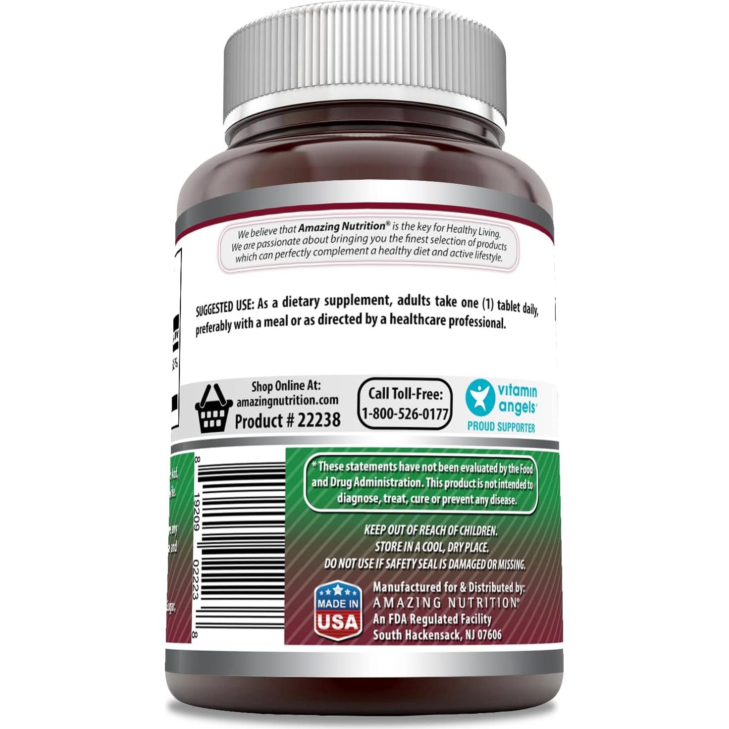 Suplemento de Magnesio Quelado Amazing Formulas 250 Mg 180 Tabletas
