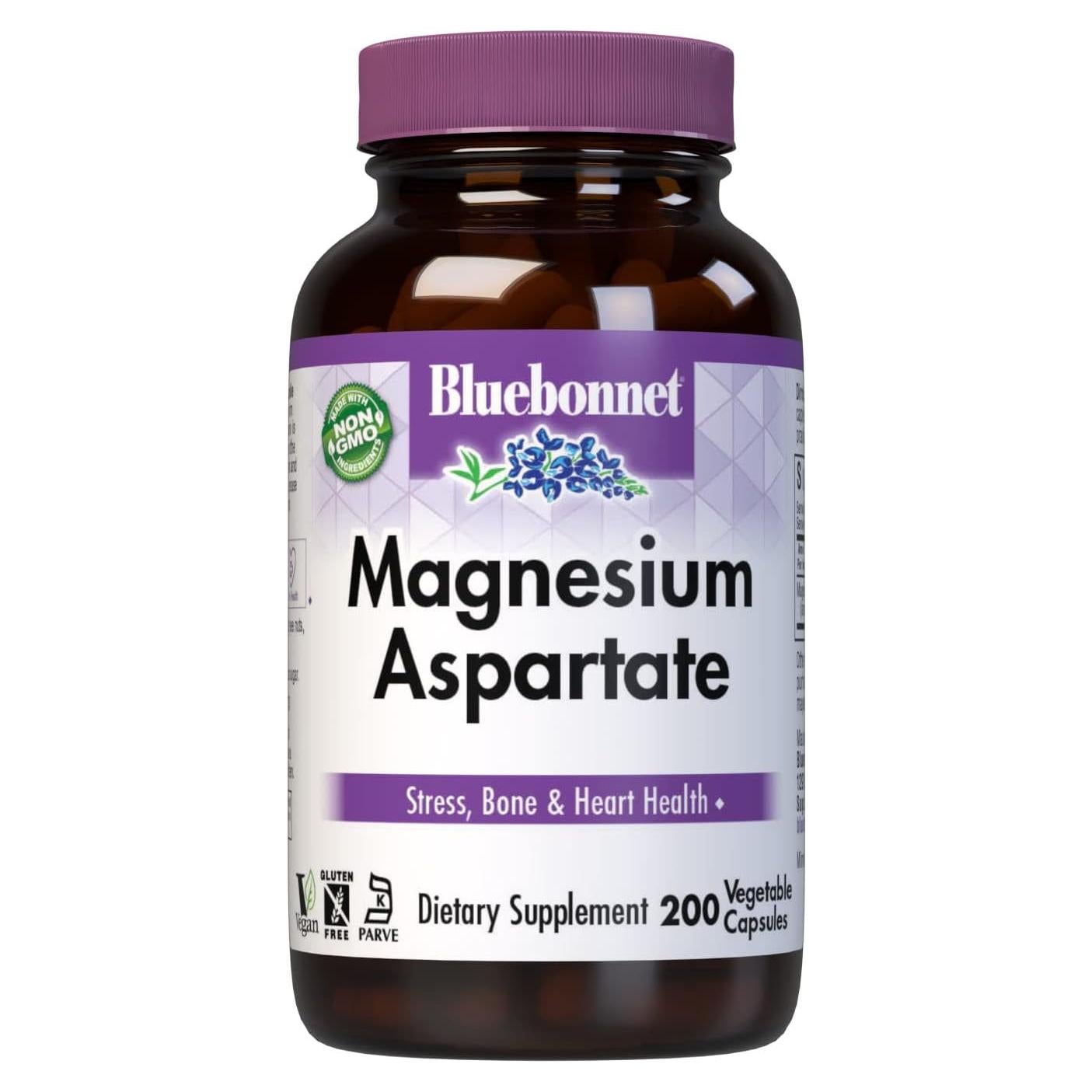 Suplemento de Magnesio Chelado Bluebonnet 400 mg - 200 Cápsulas Veganas