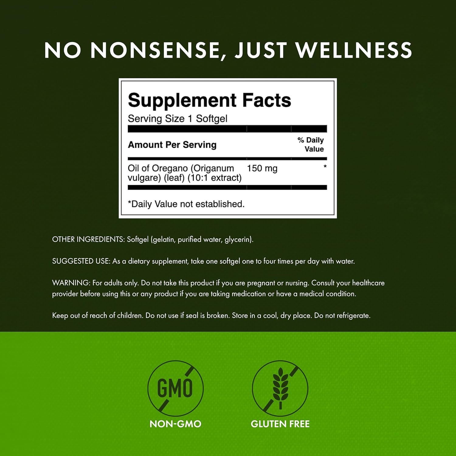 Aceite de Orégano Swanson 150mg - 120 Cápsulas Blandas