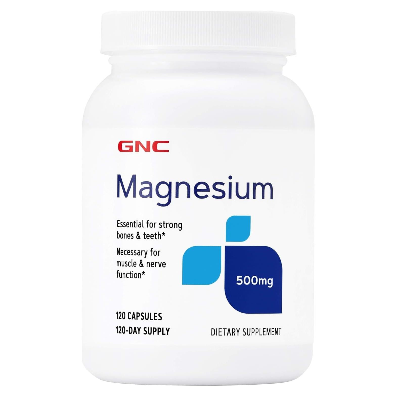 GNC Magnesio 500mg 120 Cápsulas - Soporte Huesos y Dientes