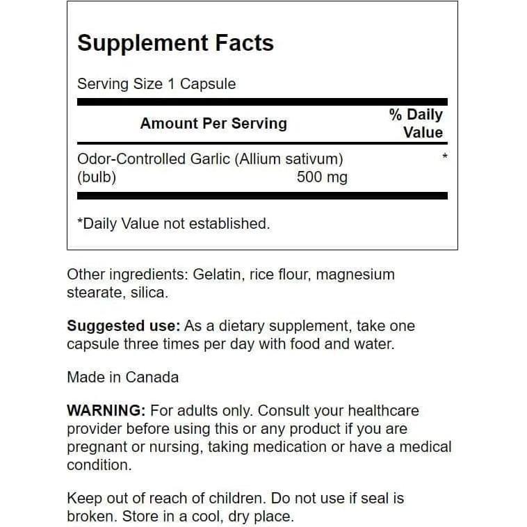 Ajo Controlado por Olores Swanson 500 mg 200 Cápsulas