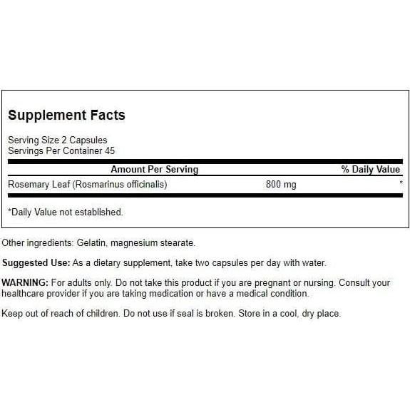 Suplemento de Romero Swanson - 90 Cápsulas de 400mg